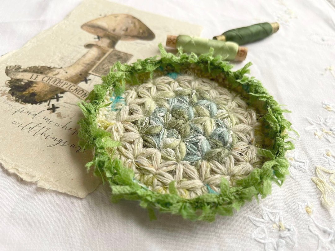 Knitting 生命之花置物碟 - 芦苇 - 置物架/篮子 - 棉 绿色
