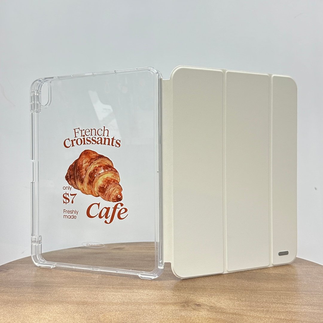 【不发黄】French Croissants 奶油白导轨式可拆盖iPad 保护套 - 平板/电脑保护壳 - 塑料 白色