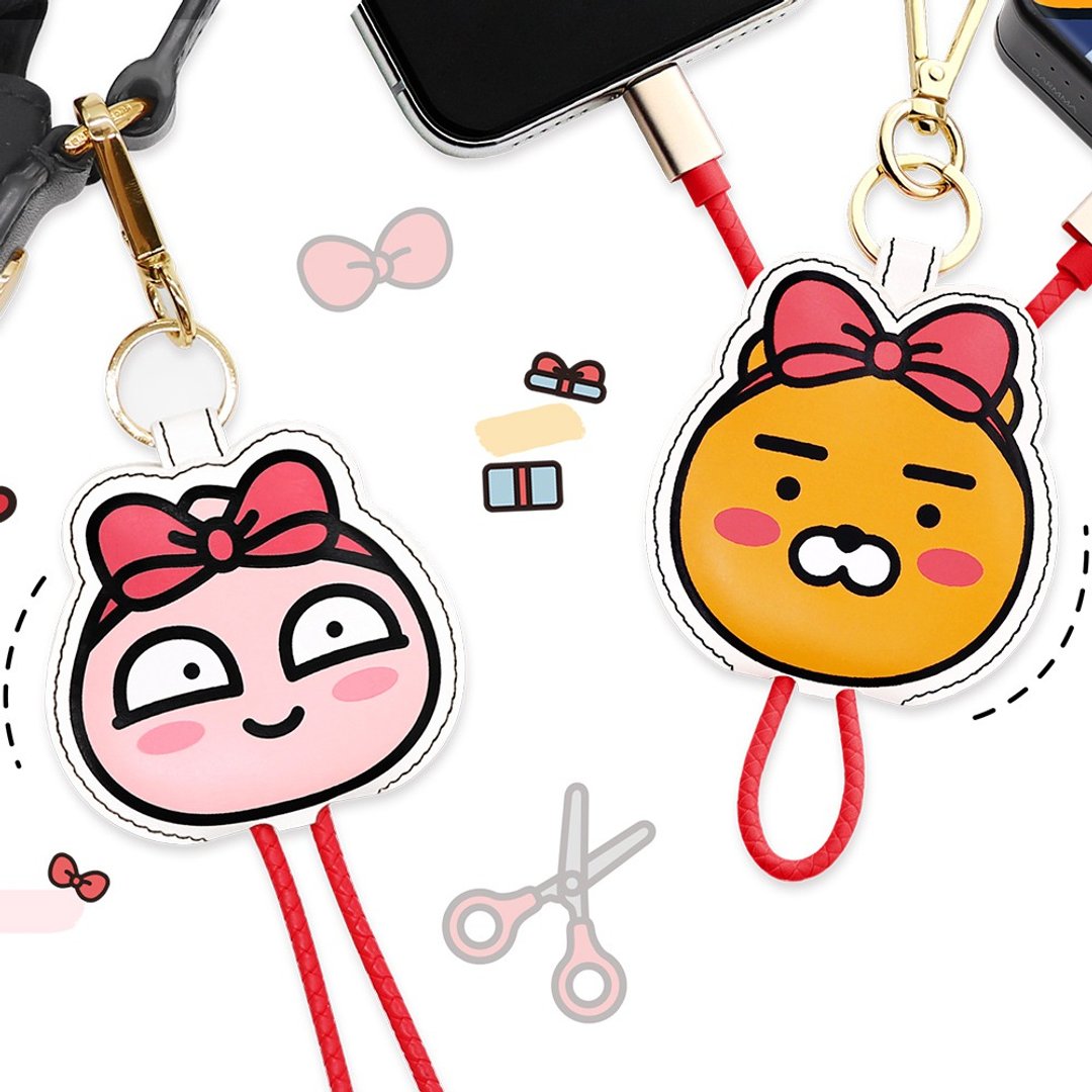 GARMMA KAKAO FRIENDS Apple Lightning皮革吊饰传输线 -24cm - 充电宝/传输线 - 其他金属 