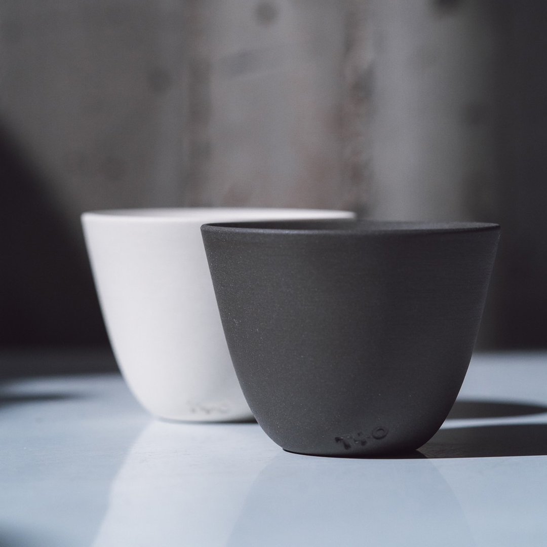 T+O 黑色陶瓷杯 手冲咖啡杯 浓缩咖啡杯 - 其他杯子 - 陶 白色