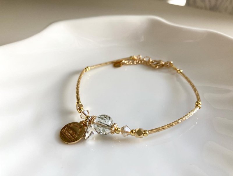 高性价比/个人特色/气质生日姐妹礼物天然黑金超七手镯配字母吊饰 - 手链/手环 - 水晶 