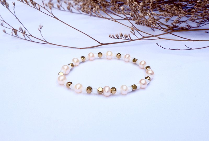 天然石系列  AlL1 -珍珠手链- 粉色 - 手链/手环 - 宝石 粉红色