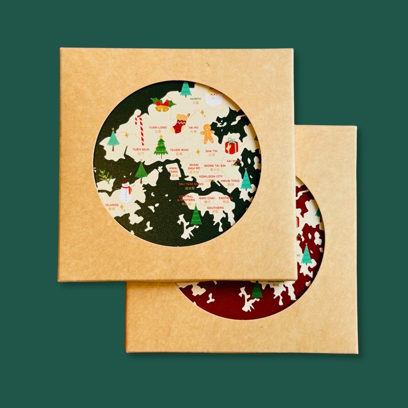 香港地图吸水杯垫 - 圣诞版 - 杯垫 - 陶 多色