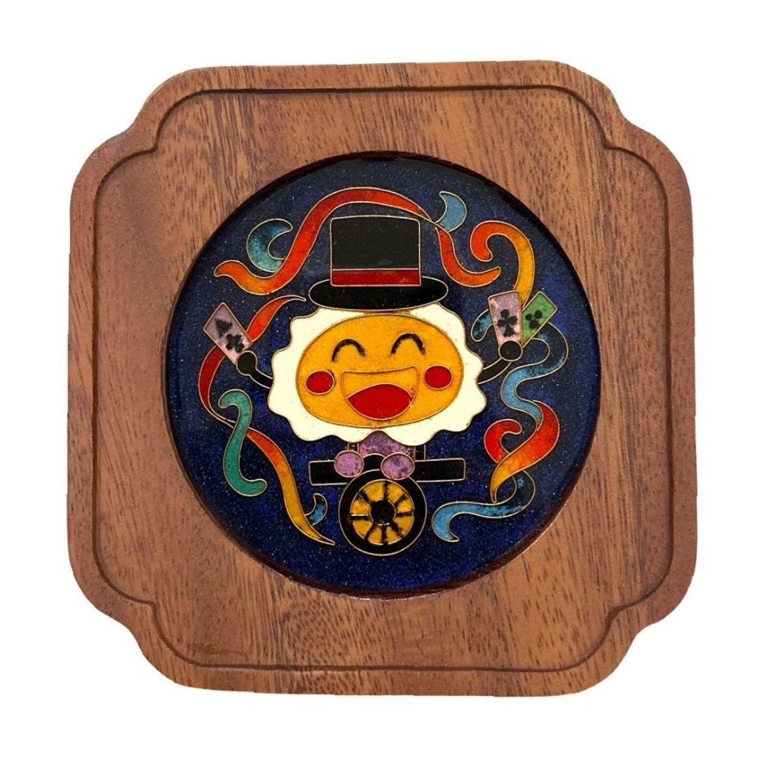 掐丝珐琅小托盘-鸡蛋魔术师 | 儿童原画设计 手工珐琅 摆件杯垫壶 - 摆饰 - 木头 