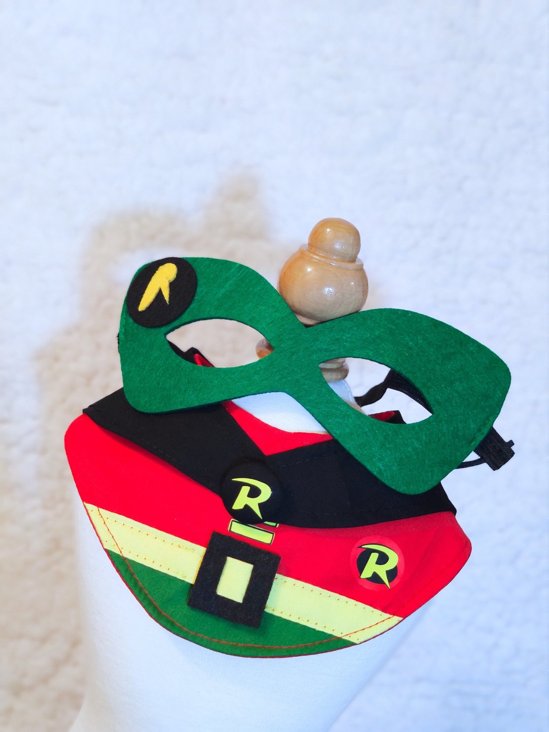 Robin 罗宾 superhero 造型 宠物围巾/颈饰 连眼罩 - 衣/帽 - 棉 红色