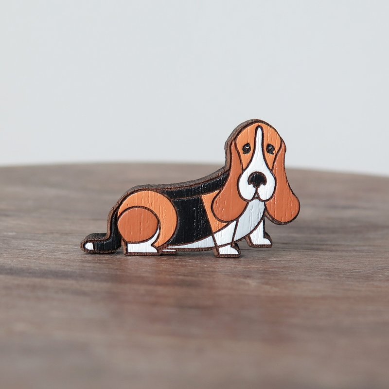 Wooden brooch basset hound - 胸针 - 木头 咖啡色
