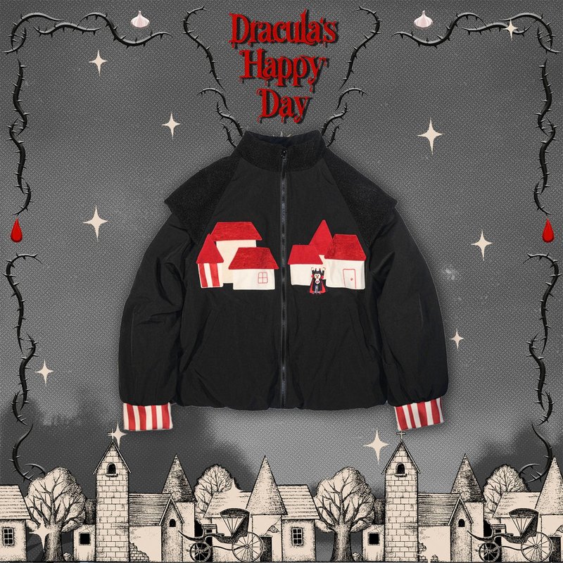 Meugler牛稠岛 德古拉吸血鬼伯爵红色房子精致刺绣斗篷棉服外套 - 女装西装外套/风衣 - 聚酯纤维 黑色