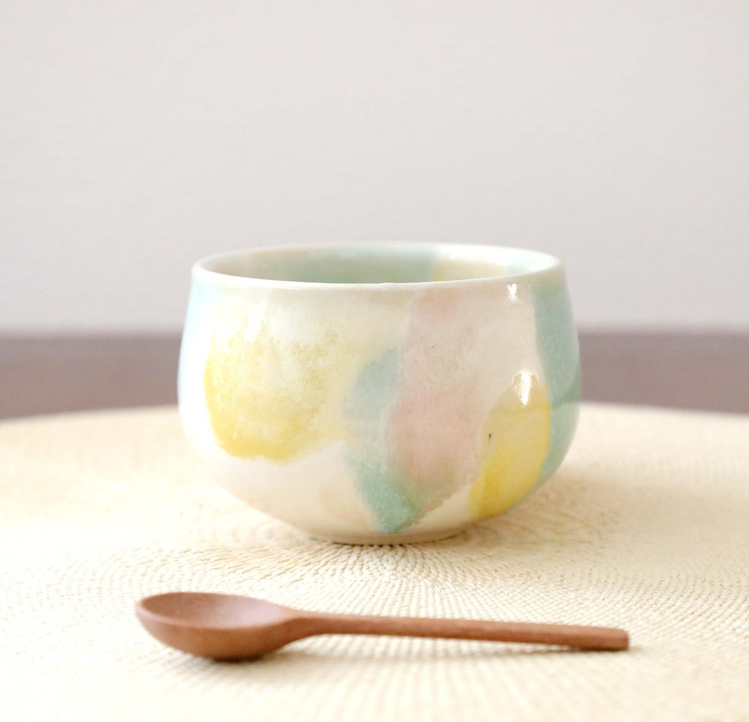 雾面釉春色茶杯1 - 碗 - 陶 黄色