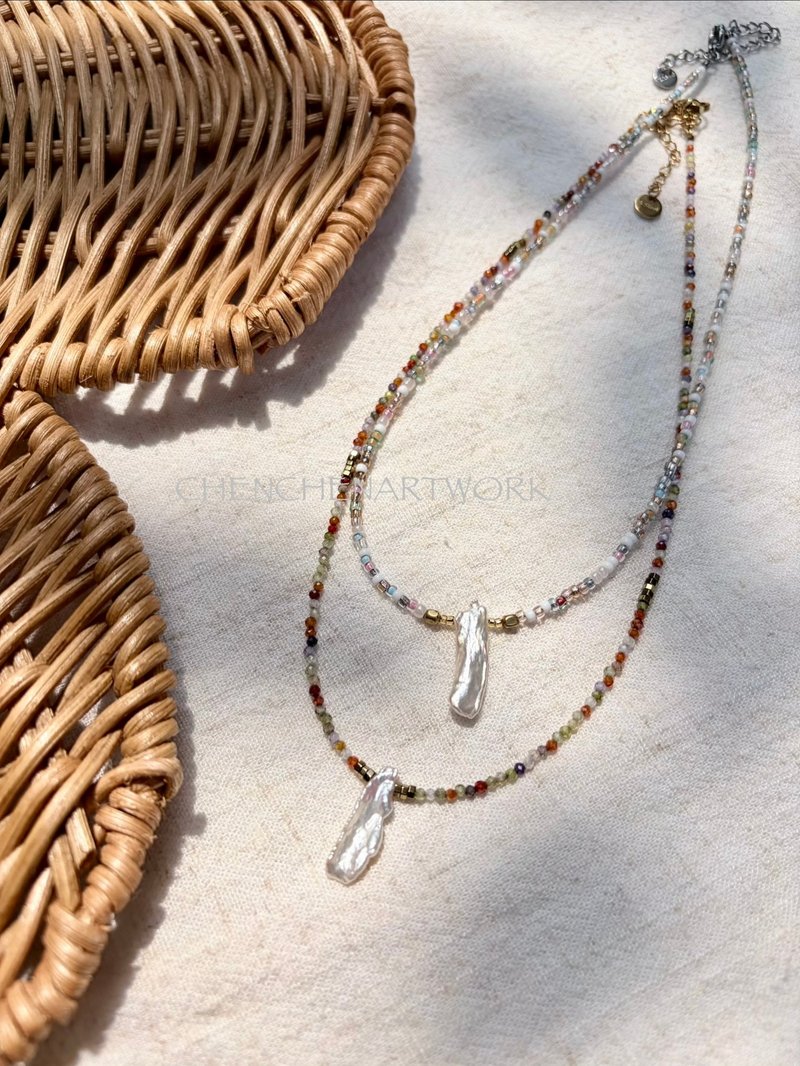 峇里岛 海岛风  淡水珍珠 串珠  串珠项链 手作项链 - 项链 - 其他材质 多色