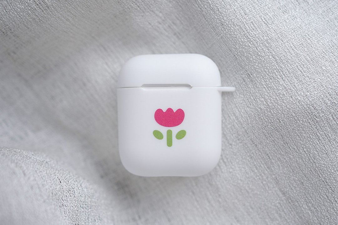 疗愈系小花AirPods 1/2/3/Pro TPU收纳盒 白色保护套 可来图定制 - 耳机收纳 - 塑料 白色