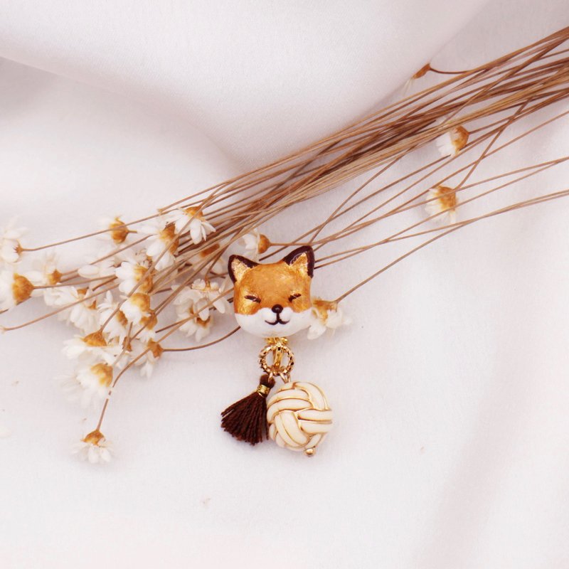 麦田狐狸的微笑 | 一对 耳夹耳钉 - 耳环/耳夹 - 粘土 