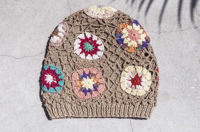 母亲节礼物 手工编织帽 / 手织棉帽 / 手工钩织帽 / 手工编织毛线帽 / 编织帽 / 渔夫帽 /遮阳帽/条纹棉麻帽 / 钩织棉帽 / 旅行毛帽- 花朵森林 - 帽子 - 棉．麻 多色