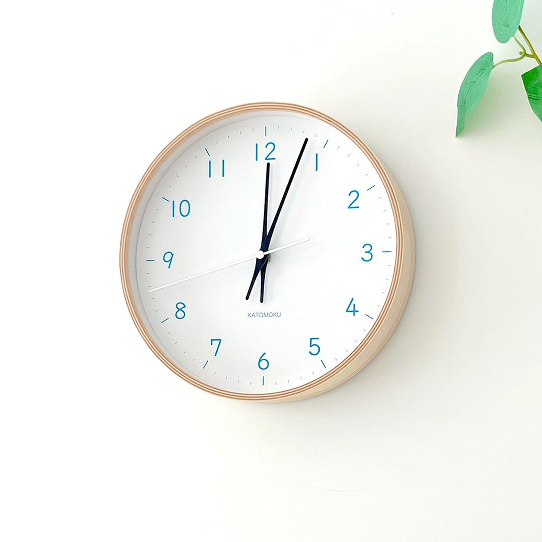 KATOMOKU plywood clock 22 M尺寸 浅蓝色 (km-121LB) 挂钟 日本 - 时钟/闹钟 - 木头 蓝色