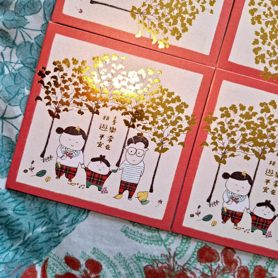 【闪亮风铃木】烫金插画利是封 - 红包/春联 - 纸 红色