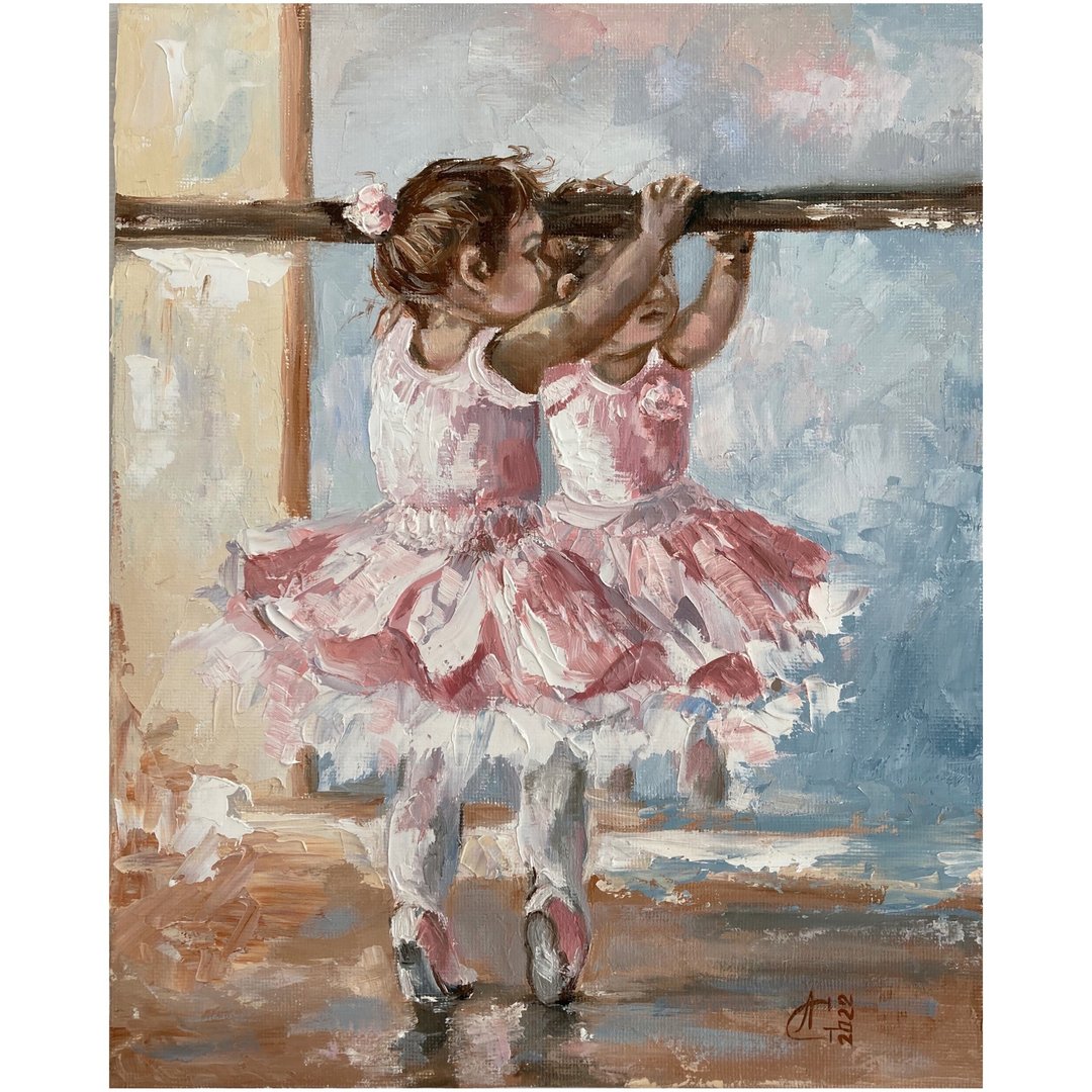 Little Ballerina artwork  Original Oil Art Ballet Dancer Painting Dancing - 墙贴/壁贴 - 其他材质 多色