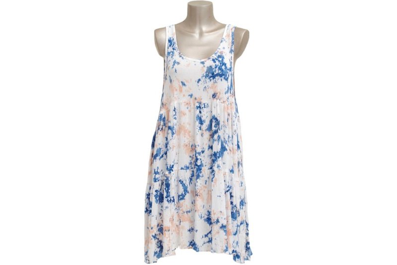 Cute uneven dyed tank top tiered beach dress <Navy Peach> - 洋装/连衣裙 - 其他材质 蓝色