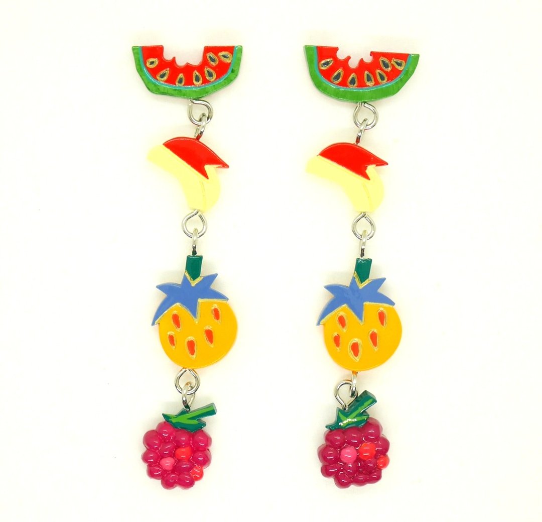 Fruits Earrings - 耳环/耳夹 - 树脂 多色