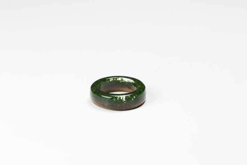 Under the sea ring (Teak wood)/ Tap layers shape - 戒指 - 木头 绿色