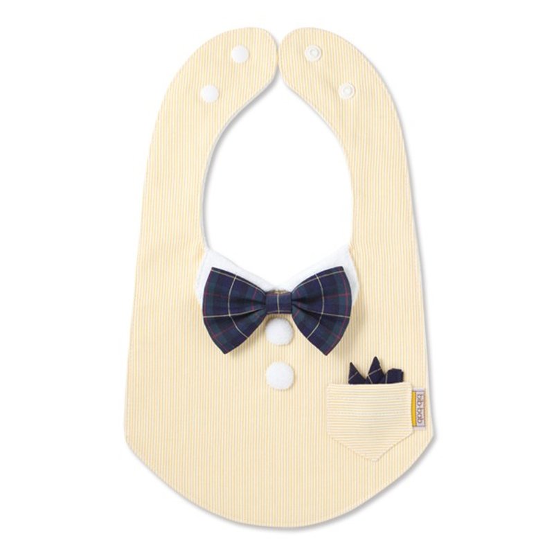 Boy's formal bib 　Yellow×Green Tartan Bow Tie - 围嘴/口水巾 - 棉．麻 黄色