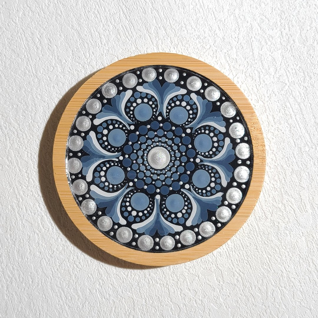Mandala 手绘曼陀罗杯垫 - 杯垫 - 竹 白色