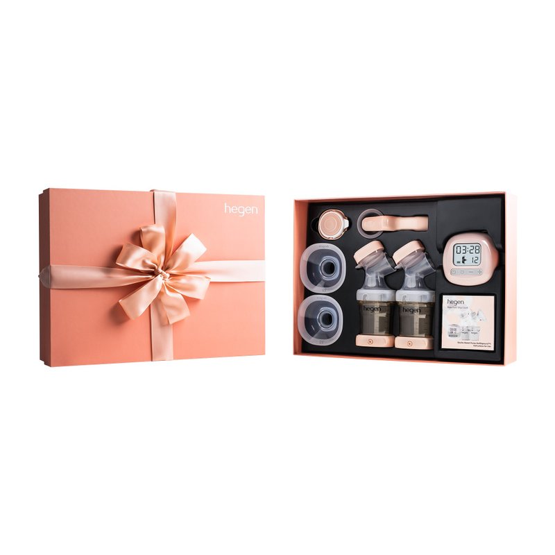 Hegen - 电动双头奶泵礼品套装 (方圆型版) - 奶瓶/奶嘴 - 硅胶 