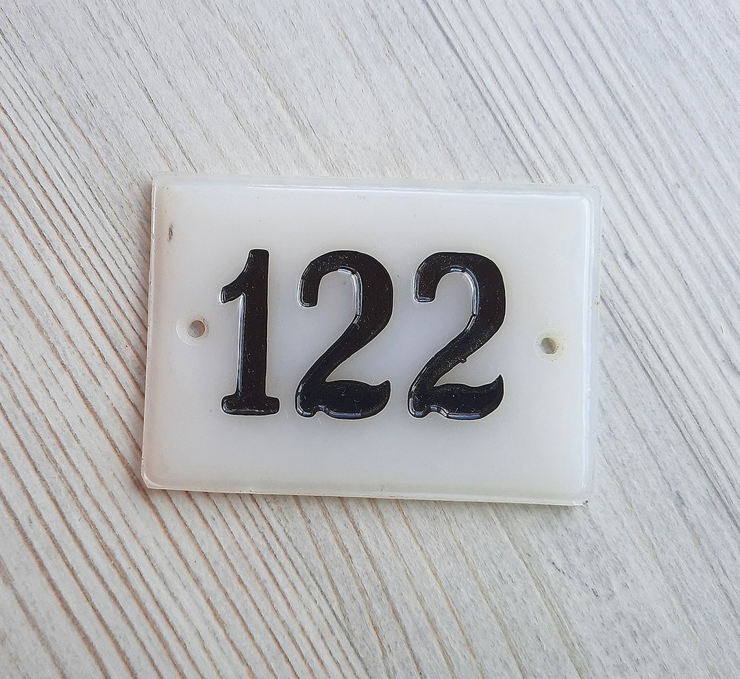 Plastic address door number sign 122 apartment plate vintage - 门帘/门牌 - 塑料 透明
