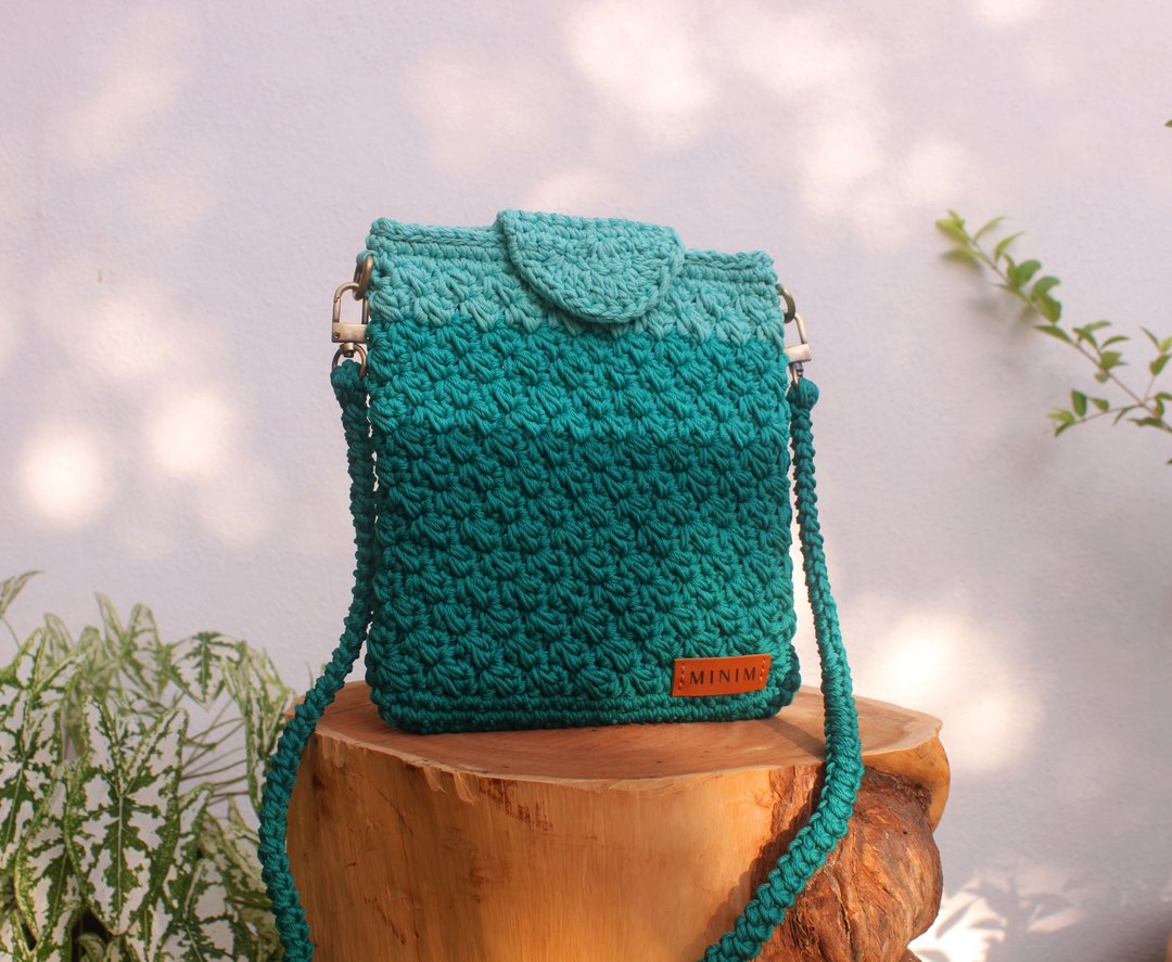 MINIM 渐变色单肩包 立体编织侧背包 Turquoise绿松色 - 侧背包/斜挎包 - 聚酯纤维 
