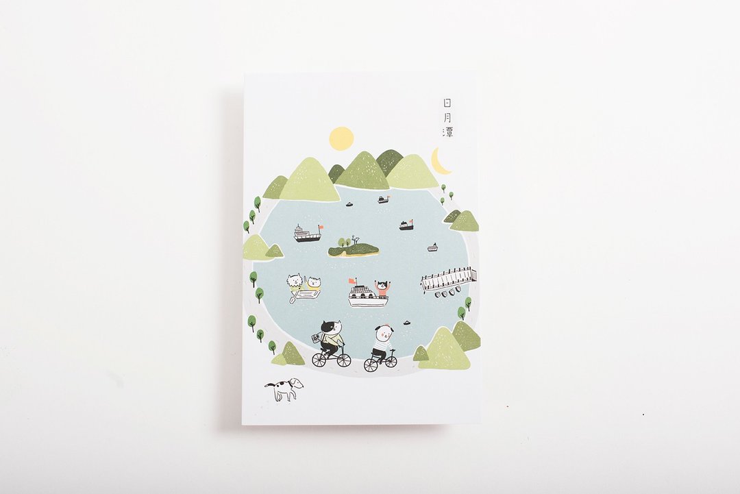 毛起来玩台湾/ 日月潭明信片 - 卡片/明信片 - 纸 白色