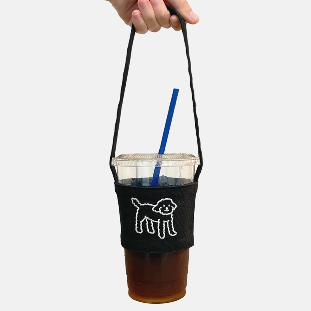 embroidery drink bag | Mori (Black) - 其他 - 棉 黑色