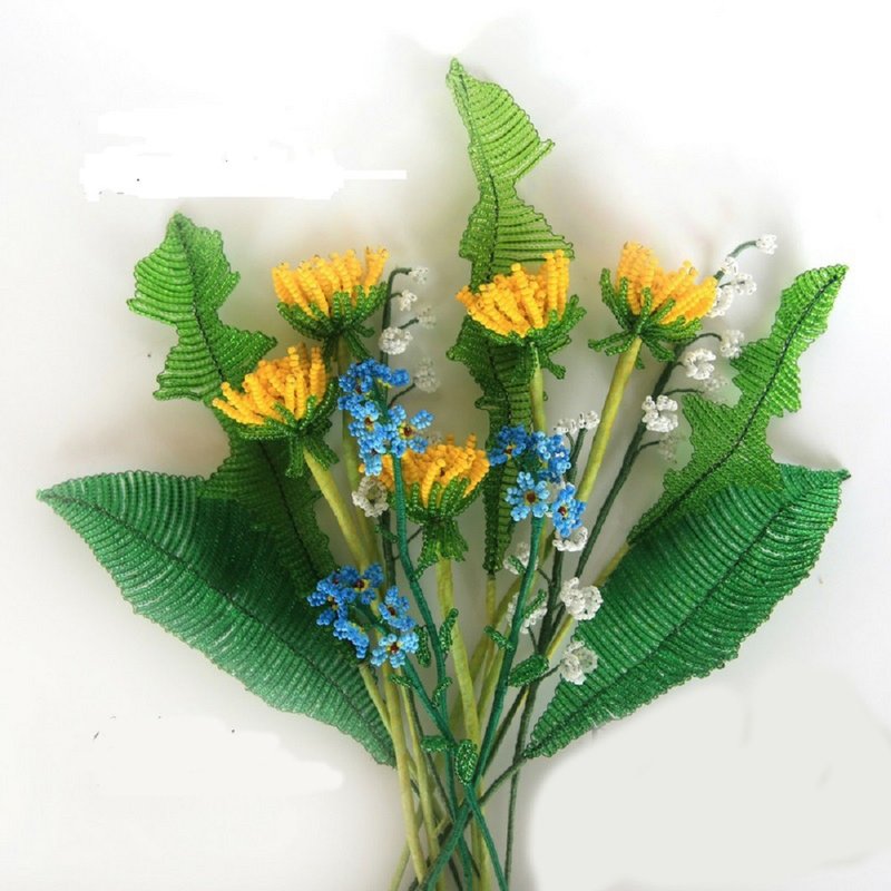 Digital Download - PDF | Beaded Flowers pattern | dandelion, forget-me-nots, lil - 手工艺教程/工具书 - 其他材质 