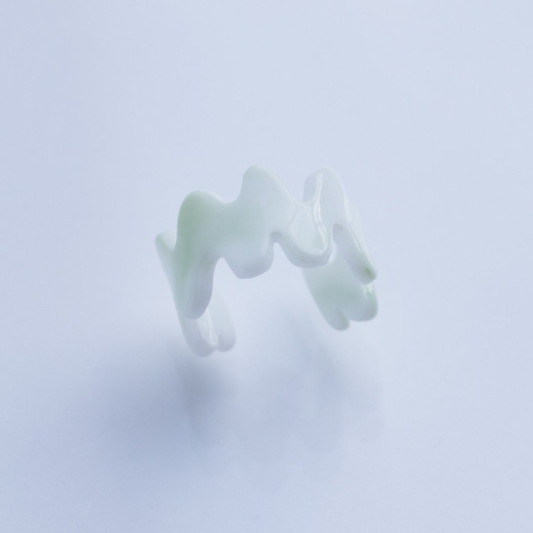 FLOW 戒指 白 × 绿 - 戒指 - 压克力 绿色