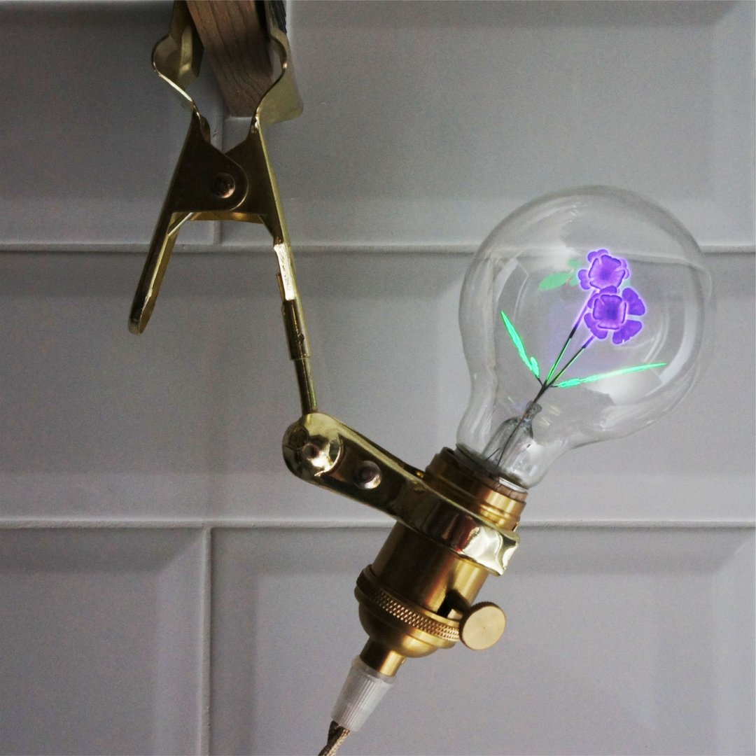 大夹子小夜灯 - 含 1 个 紫色许愿花灯泡 Edison-Style 爱迪生灯 - 灯具/灯饰 - 其他金属 金色