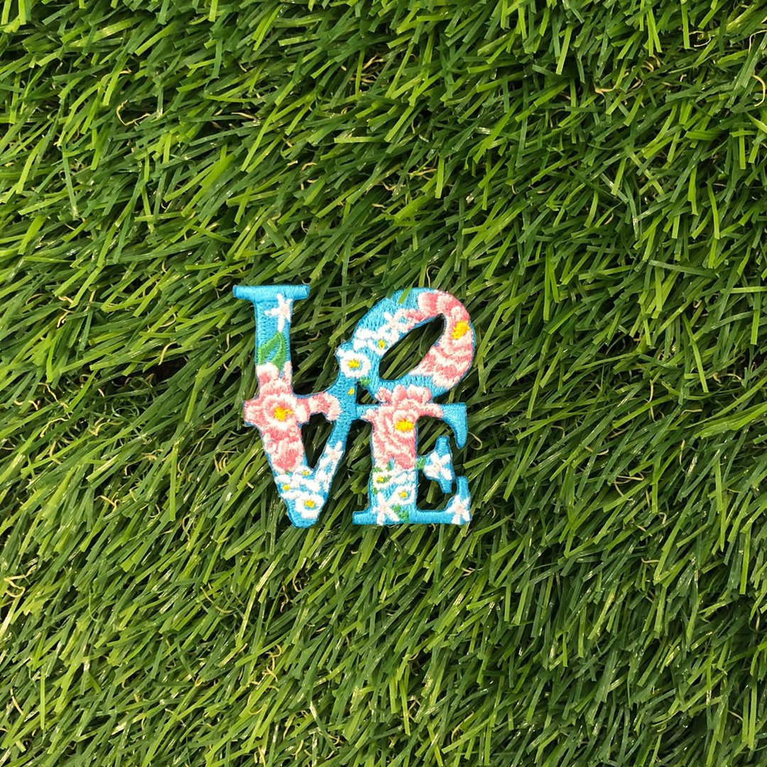 【花卉文字刺绣布贴】LOVE - 贴纸 - 绣线 