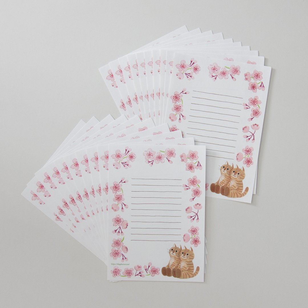 信笺 茶虎兄弟赏花 20张入 - 信封/信纸 - 纸 
