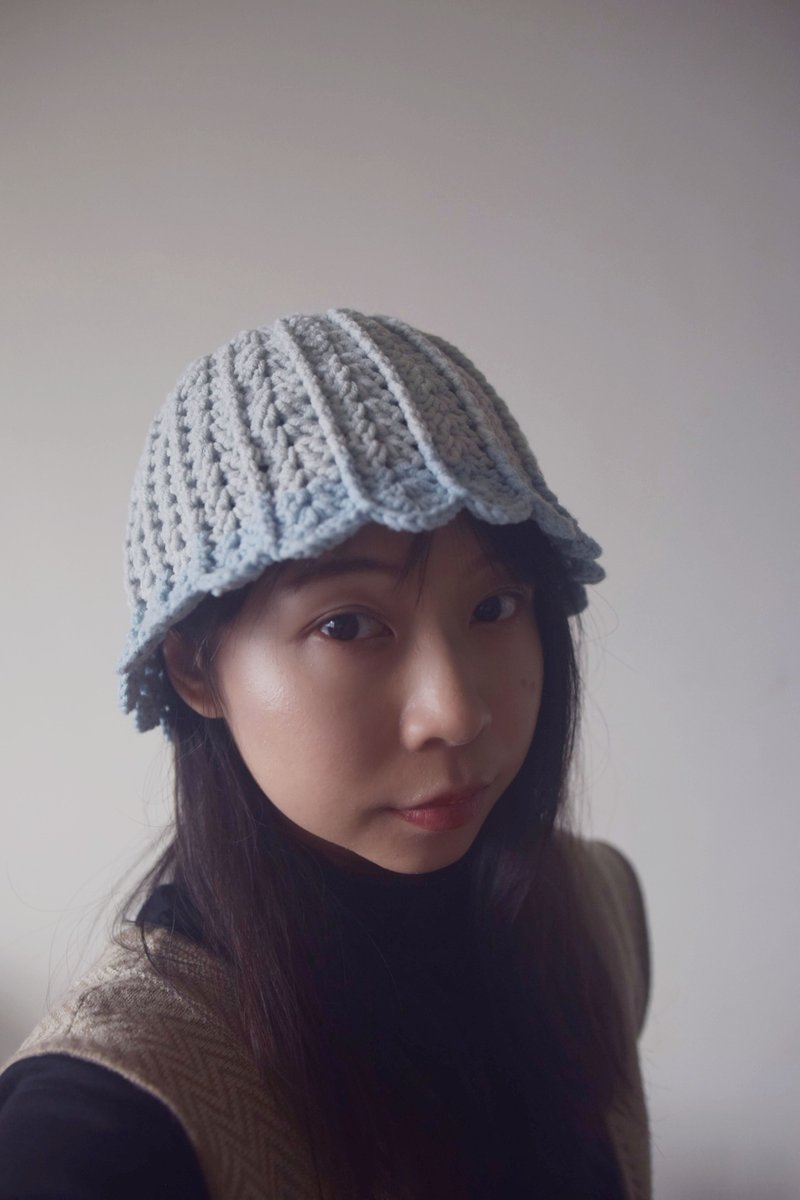 手工编织毛帽 • 灰蓝 |手作|毛线|钩针| 其他尺寸可订制 - 帽子 - 其他材质 银色