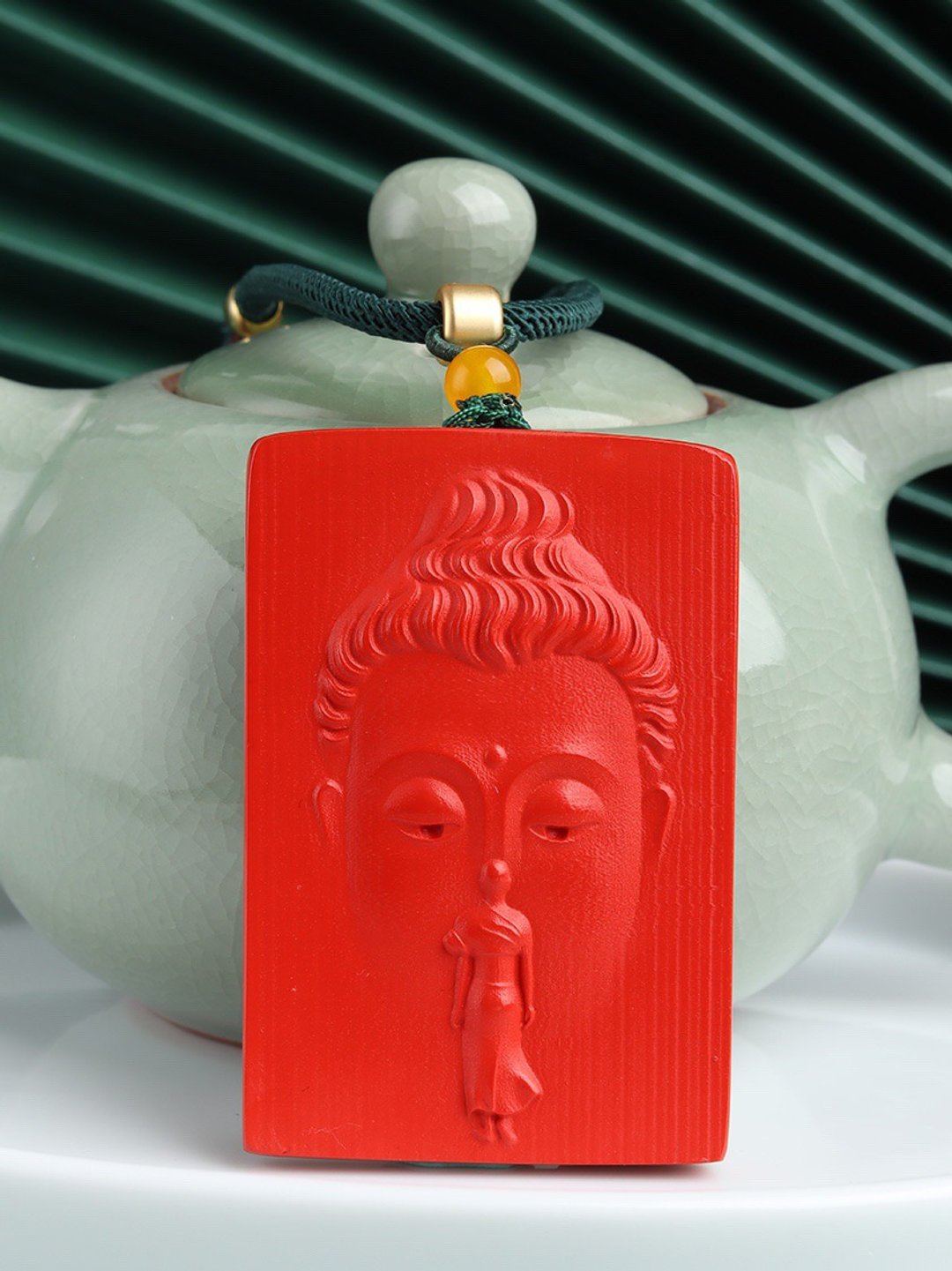 天然原矿朱砂精品红砂一心向佛吊坠 朱砂含量高达95%以上 - 项链 - 宝石 