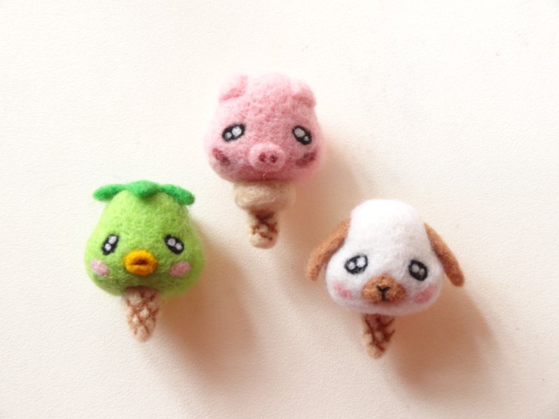 小动物们的冰淇淋甜筒派对 - 钥匙链/钥匙包 - 羊毛 多色