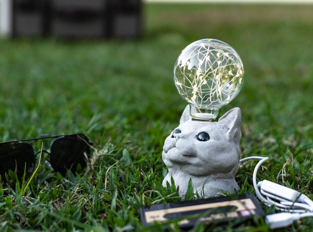 曙 MUSE 仰望猫咪水泥桌灯 LED 灯 钨丝灯泡 USB 灯 定制化 摆饰 猫 - 灯具/灯饰 - 水泥 灰色