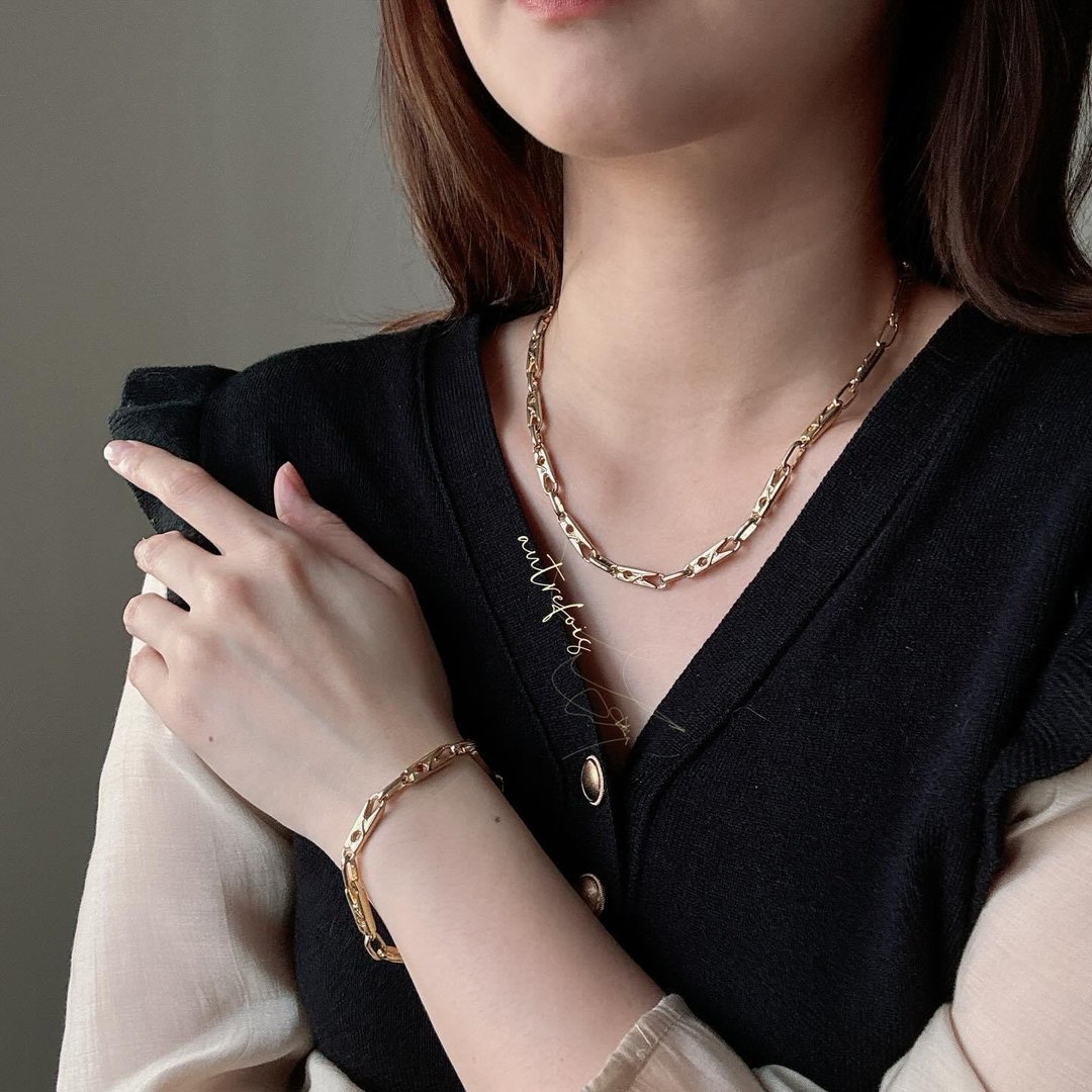 中古孤品 Celine 项链 + 手链 套装 意大利制 - 项链 - 其他金属 金色