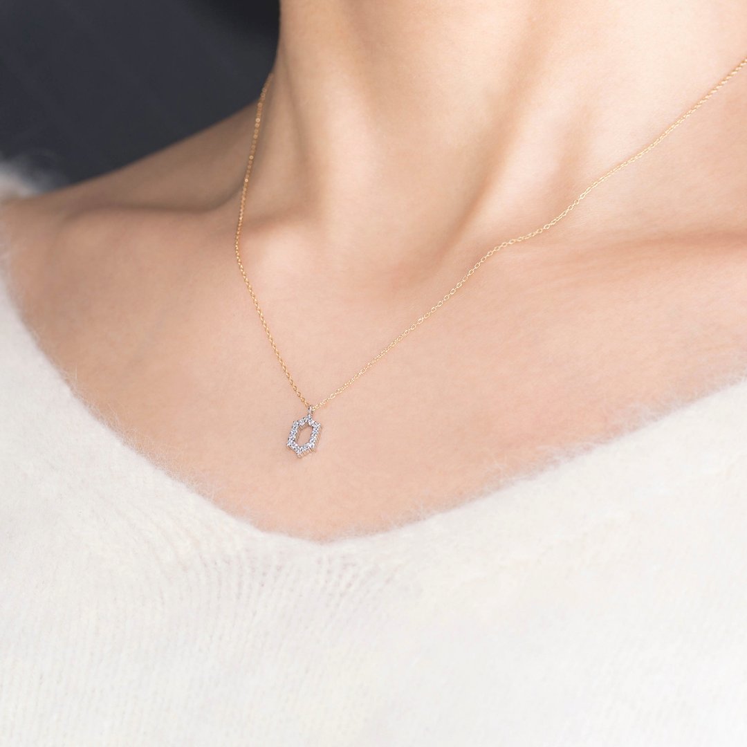 TOP Pt950×链条 K18YG/PG×钻石 0.098ct / Couleur GrisFoncé - 项链 - 宝石 金色