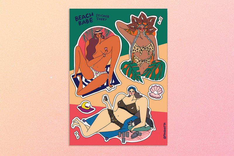 Sticker Sheets - Beach Babe Sticker Sheet - 贴纸 - 塑料 