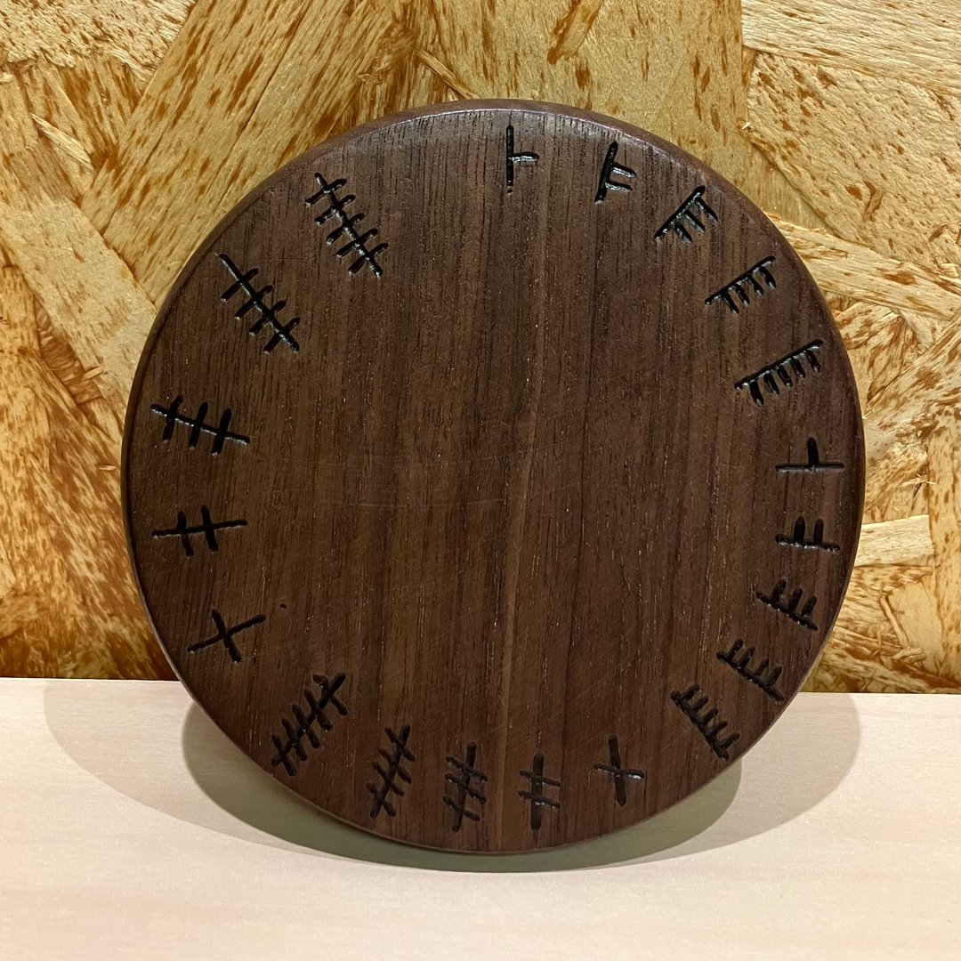 欧甘树文环 Ogham Ring 能量调整木杯垫 水晶充电 微型占卜板 - 摆饰 - 木头 