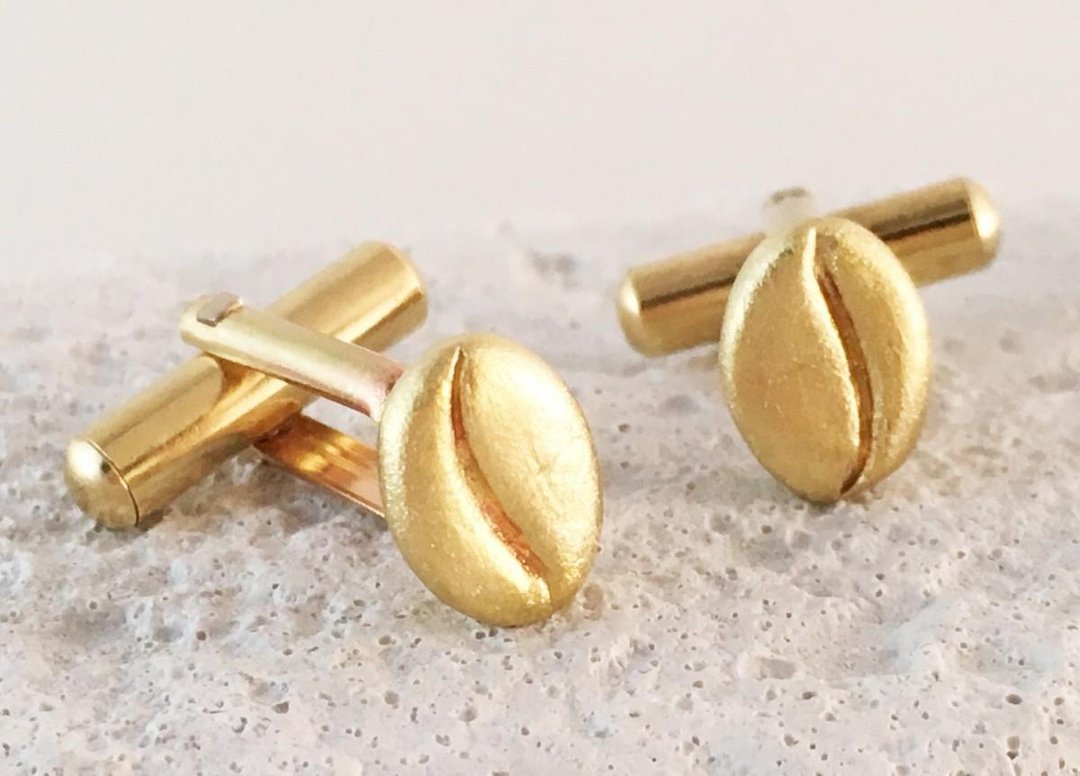 Coffee beans ◇ Brass cufflinks - 袖扣 - 其他金属 