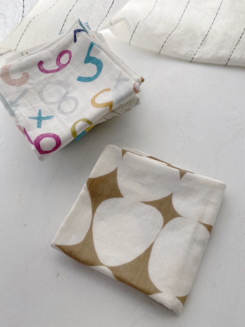 hairmo舒服二纱口水巾/手帕/方巾-三角馒头(4/6层纱) - 围嘴/口水巾 - 棉．麻 卡其色