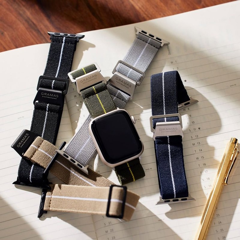 Apple Watch 38/40/41/42mm 法国海军帆布表带 - 表带 - 棉．麻 灰色