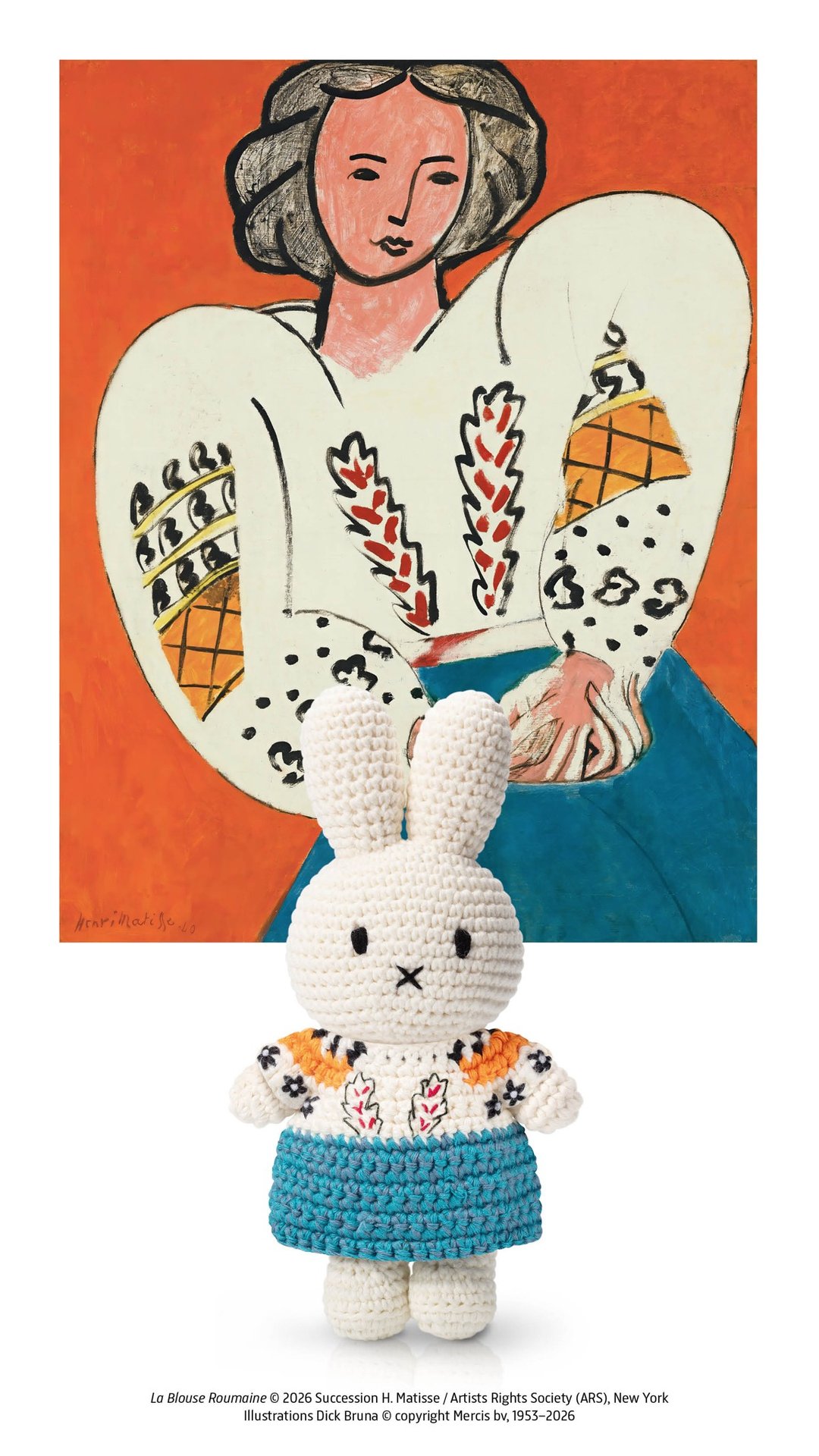 Just Dutch | Miffy 手工编织 博物馆系列 马谛斯 罗马尼亚罩衫 - 玩偶/公仔 - 棉 多色