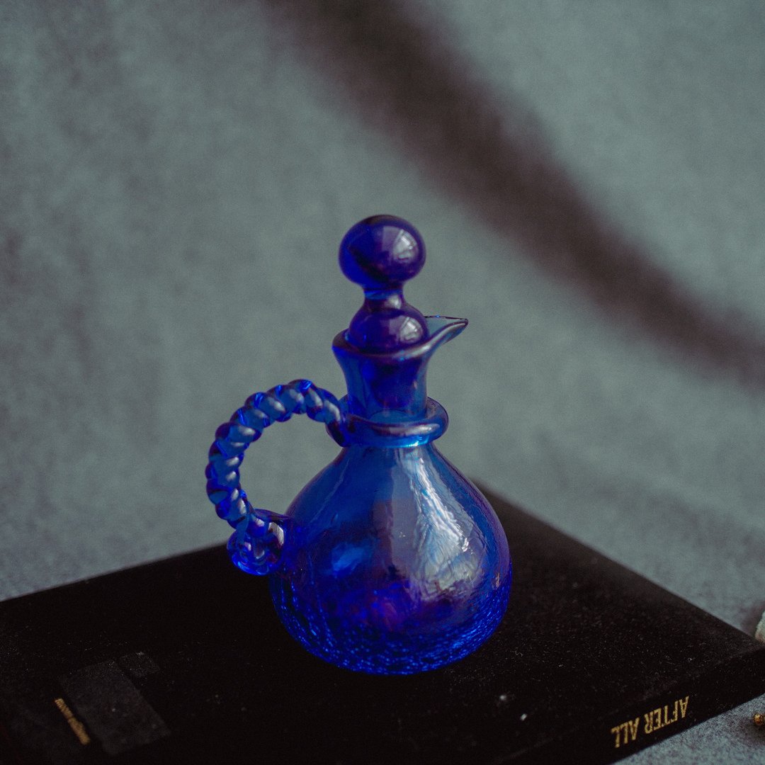 老件厚度玻璃小水壶vintage - 水瓶/水壶 - 玻璃 蓝色