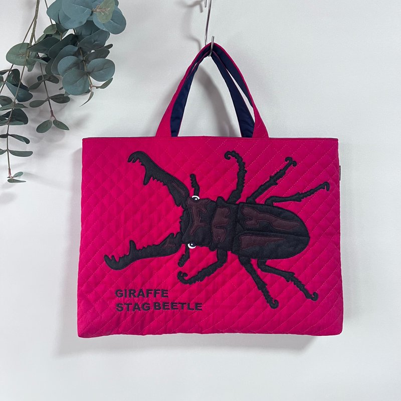 绘本包 - 长颈鹿锹形虫红色贴花/绗缝 - 其他 - 棉．麻 红色