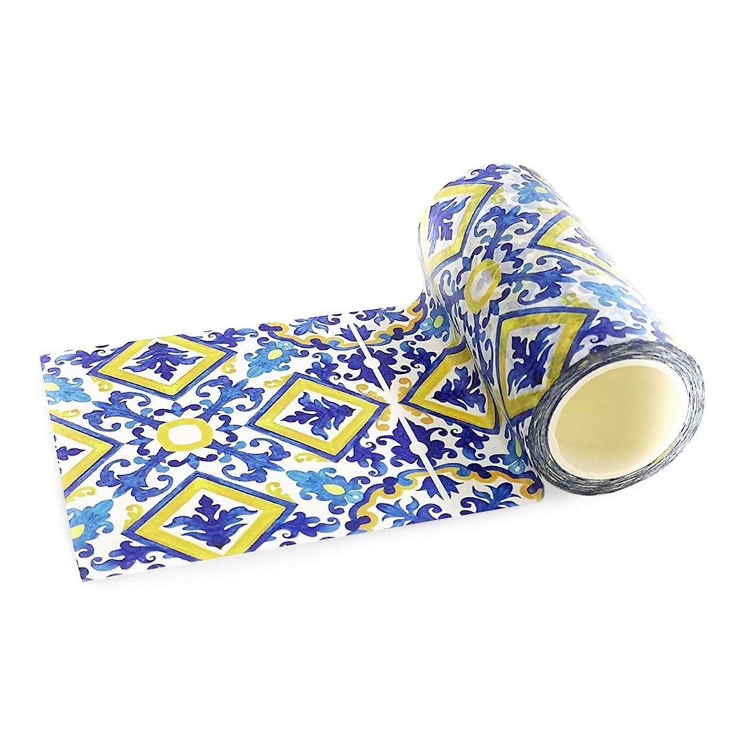 Portuguese tiles print washi tape. EXTRA WIDE & extra LONG - 纸胶带 - 纸 蓝色