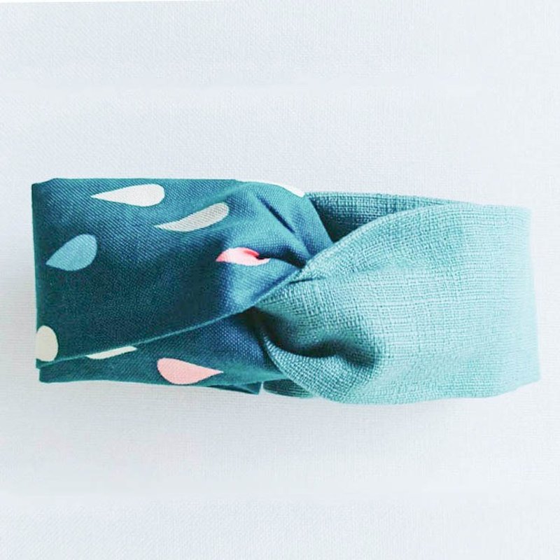 [雨滴撞色发带] - 发饰 - 棉．麻 绿色